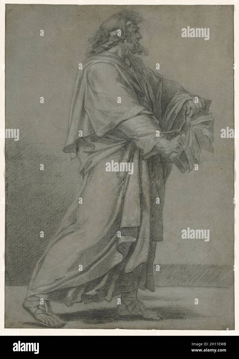La destruction de l'homme Livre, années 1700. Anonyme, après Eustache Le Sueur (Français, 1617-1655). Craie noire rehaussée de craie blanche ; les lignes d'encadrement à l'encre noire ; feuille : 57,6 x 40,9 cm (22 11/16 x 16 1/8 in.). Banque D'Images