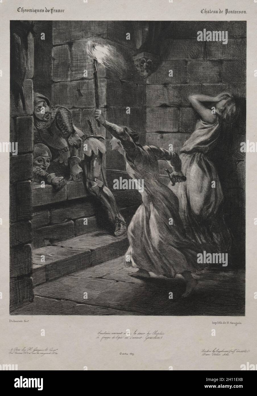 La sœur de Duguesclin, 1829.Eugène Delacroix (français, 1798-1863), H. Gaugain & Co. Et Engelman Graff, Coindet & Co.Lithographie avec colé de chine; feuille: 43 x 30.7 cm (16 15/16 x 12 1/16 po.); image: 25.2 x 20.1 cm (9 15/16 x 7 15/16 po.). Banque D'Images
