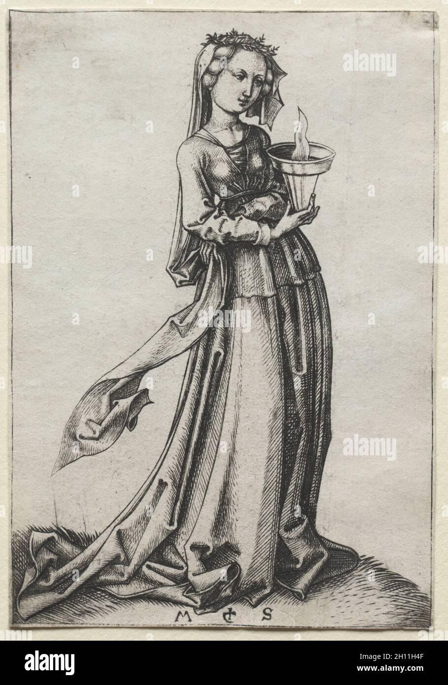 La quatrième Vierge Sage, 1469-79.Martin Schongauer (allemand, c.1450-1491).Gravure ; Banque D'Images