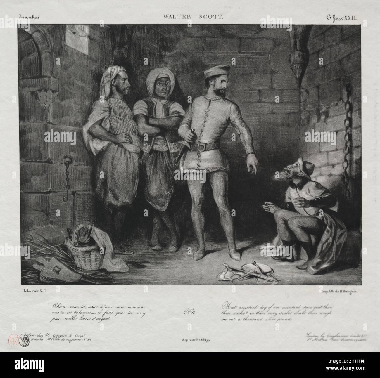 Fronte-boeuf et le juif, 1829.Eugène Delacroix (français, 1798-1863).Lithographie; feuille: 25.4 x 27.8 cm (10 x 10 15/16 po.); image: 16.6 x 21.7 cm (6 9/16 x 8 9/16 po.). Banque D'Images