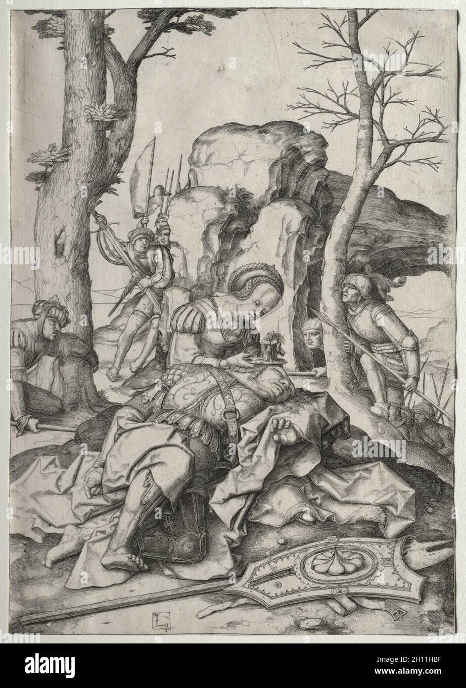 Samson et Dalila, c. 1507. Lucas van Leyden (Néerlandais, 1494-1533). Fiche technique : 28,5 x 20,5 cm (11 1/4 x 8 1/16 in.). Banque D'Images