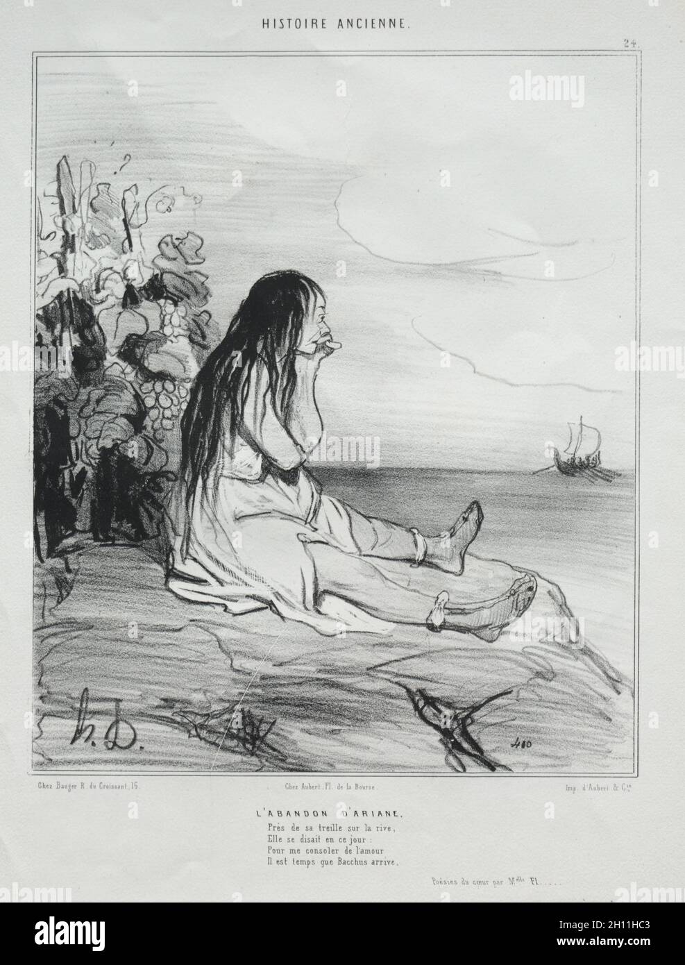 Histoire ancienne : l'abandon d'Ariadne, 1842.Honoré Daumier (français, 1808-1879), Aubert.Lithographie; feuille: 34.2 x 26.7 cm (13 7/16 x 10 1/2 po.); image: 23.9 x 20 cm (9 7/16 x 7 7/8 po.). Banque D'Images