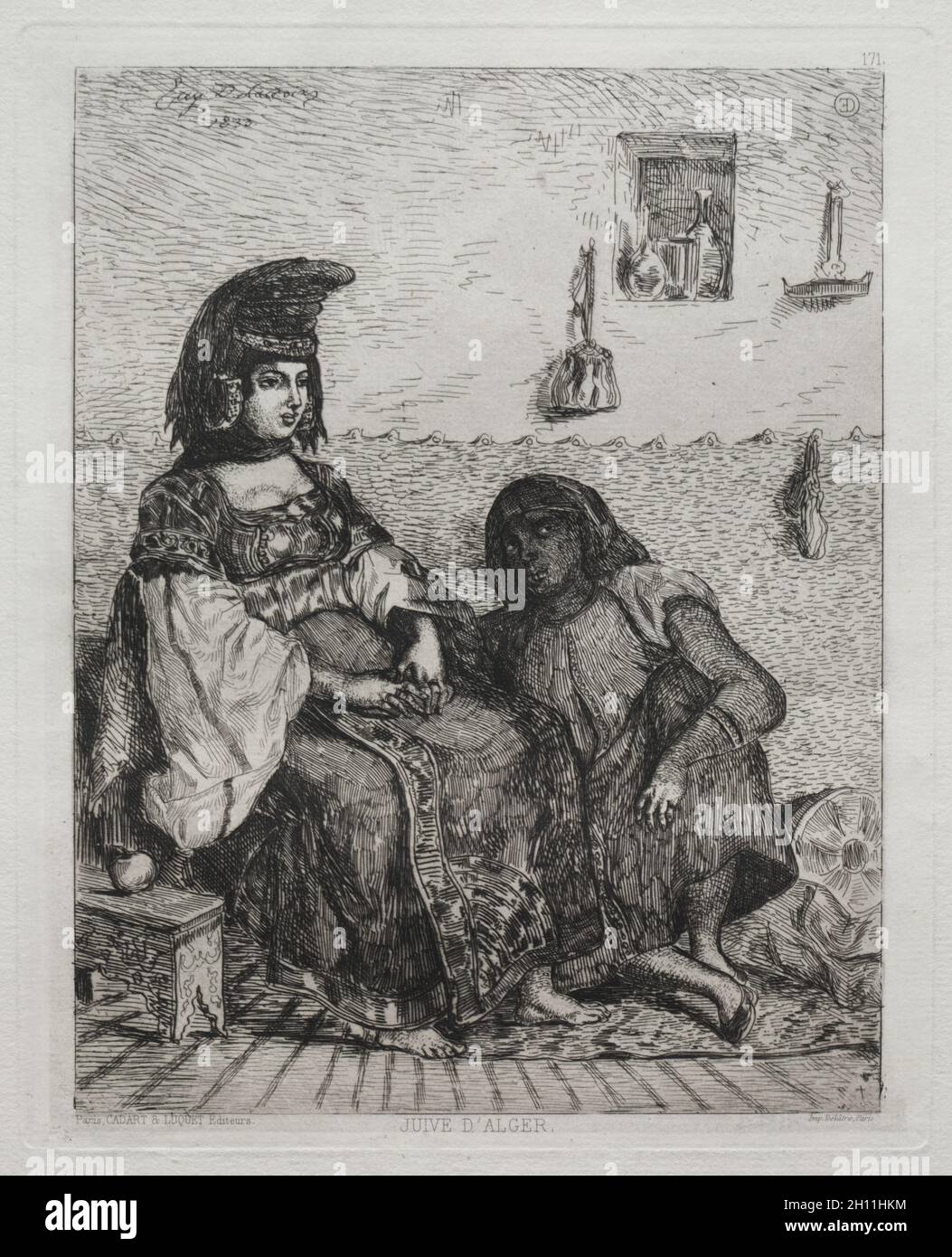 Femme juive d'Alger, 1833.Eugène Delacroix (français, 1798-1863).Gravure ; Banque D'Images