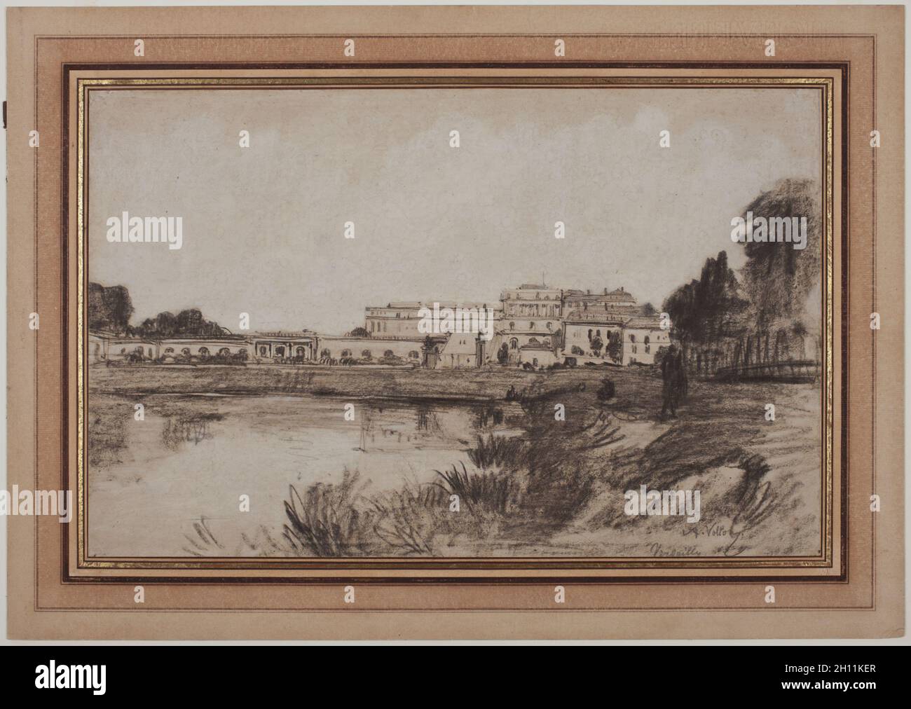 Vue de Versailles, 1800. (Français2, 1833-1900). Le noir et blanc craie ; feuille : 31,5 x 48,9 cm (12 3/8 x 19 1/4 in.) ; appui secondaire : 42,5 x 59,7 cm (16 3/4 x 23 1/2 in.). Banque D'Images
