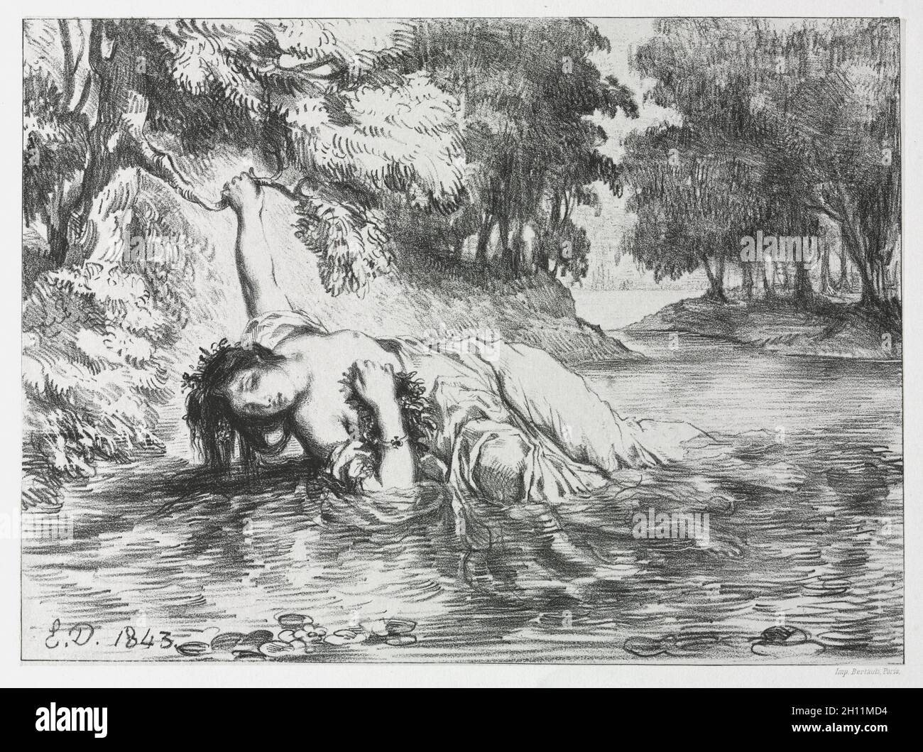 Hameau : la mort d'Ophelia, 1843.Eugène Delacroix (français, 1798-1863).Lithographie; Banque D'Images