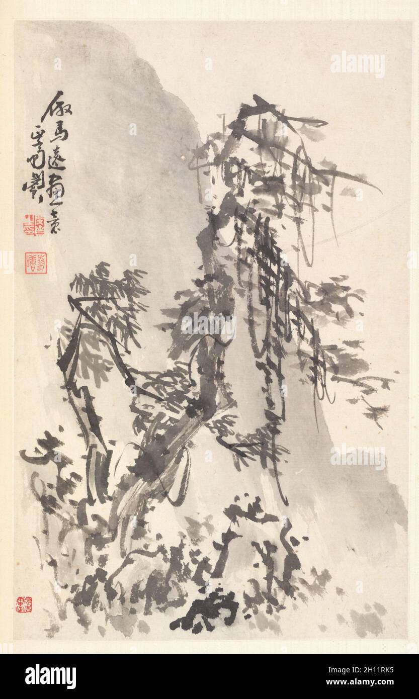 Paysage à la manière de Ma Yuan, 1788. Min Zhen (chinois, 1730-après 1788). Album leaf, encre sur papier, feuille : 29 x 18,4 cm (11 7/16 x 7 1/4 in.). Banque D'Images