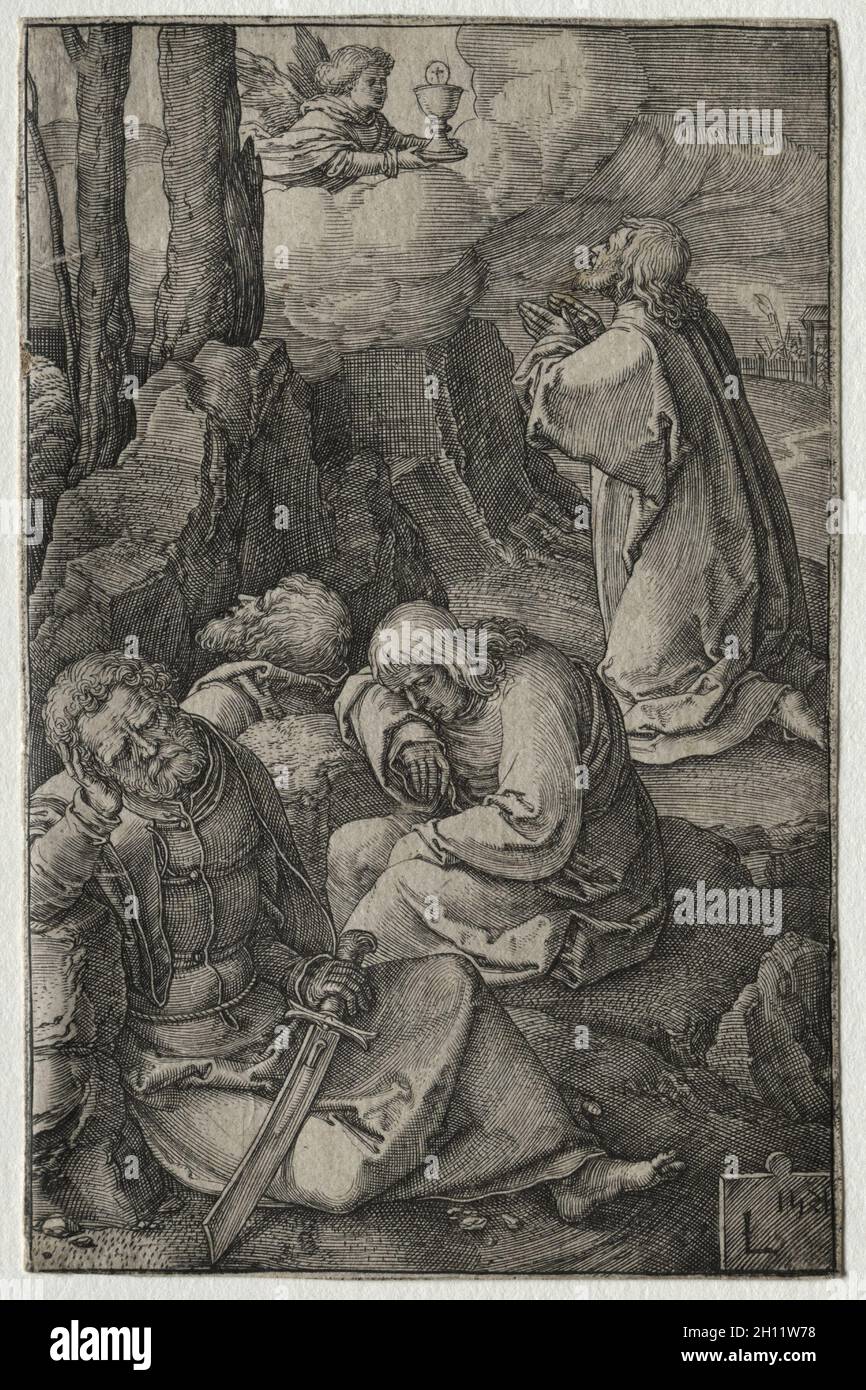 La passion : l'agonie dans le jardin, 1521.Lucas van Leyden (néerlandais, 1494-1533).Gravure ; Banque D'Images