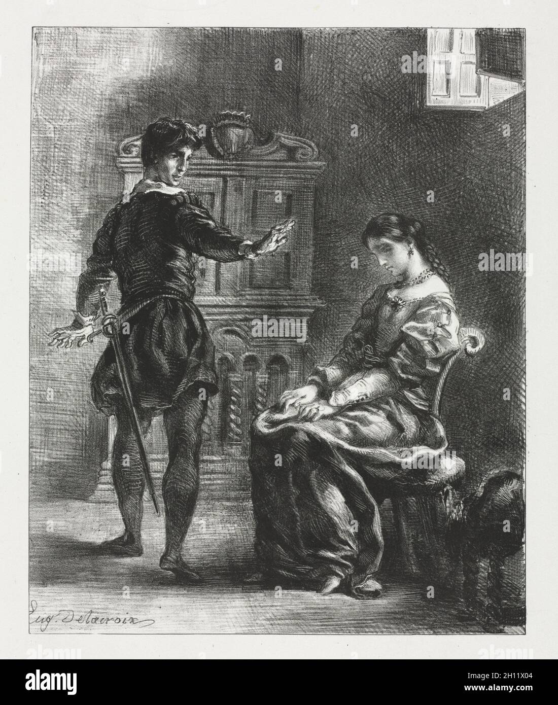 Hameau : hameau et Ophelia, 1834.Eugène Delacroix (français, 1798-1863).Lithographie; Banque D'Images