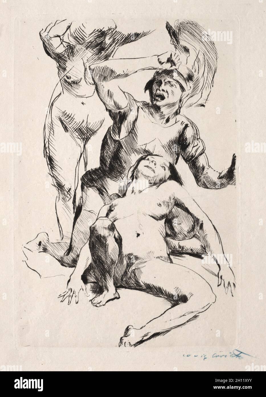 Theseus et Ariadne, 1914.Lovis Corinth (allemand, 1858-1925).Drypoint ; Banque D'Images