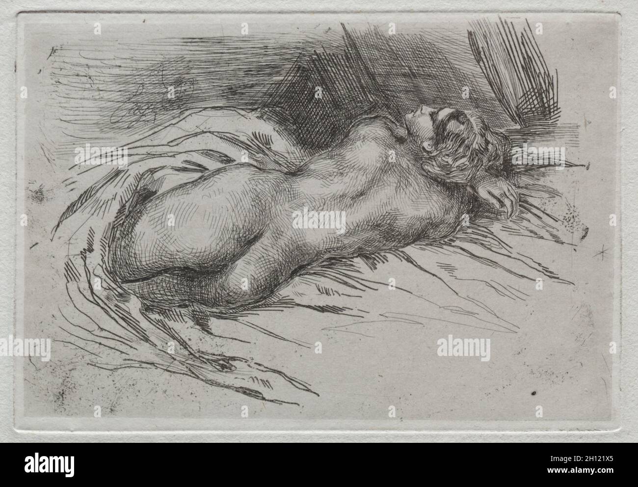 Étude d'une femme vue du dos, 1833.Eugène Delacroix (français, 1798-1863).Gravure ; Banque D'Images