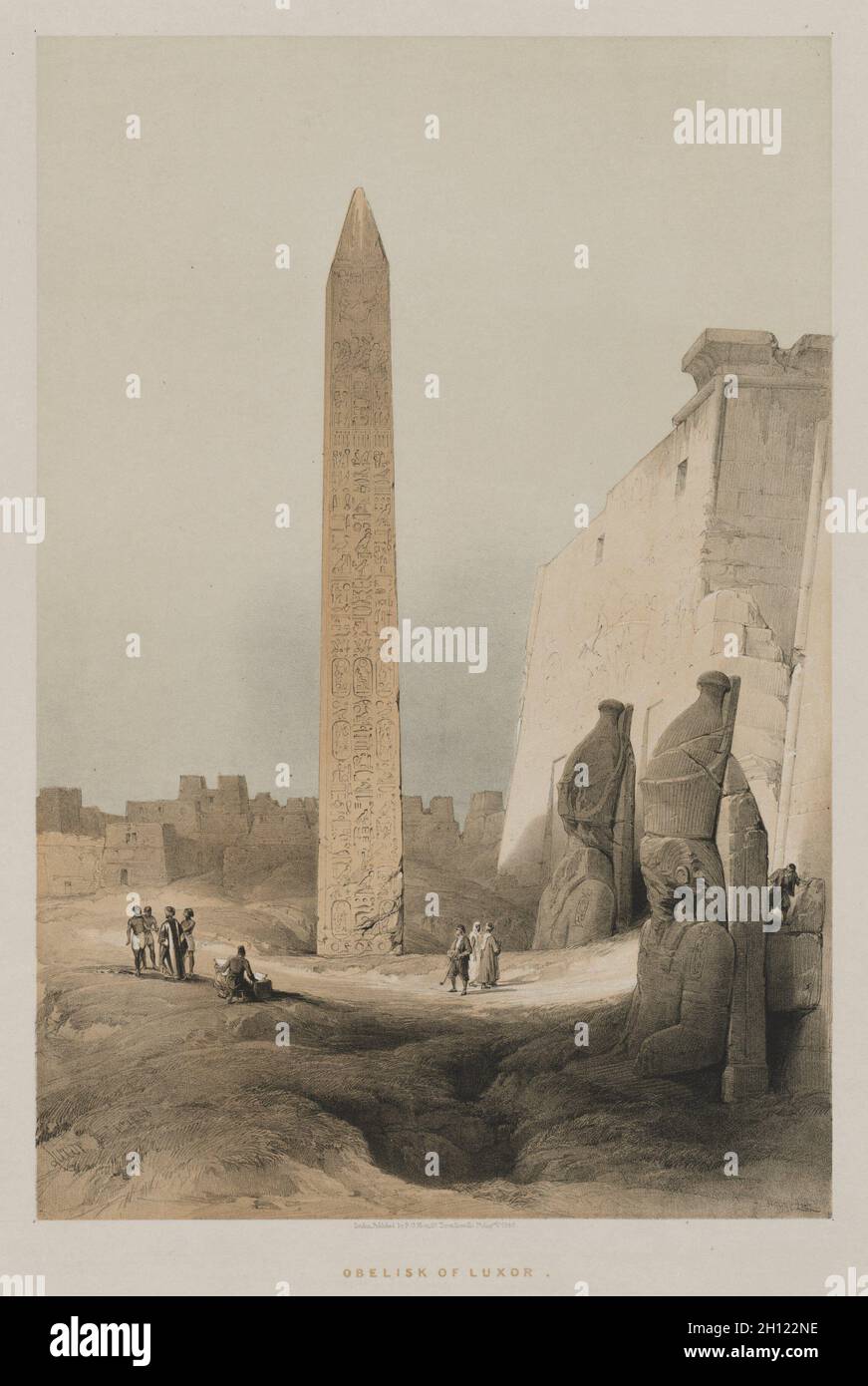 Égypte et Nubia, Volume I : Louxor, 1846.Louis Haghe (britannique, 1806-1885), F. G. Moon, 20 Threadneedle Street, Londres,Après David Roberts (écossais, 1796-1864).Lithographie couleur; feuille: 60.3 x 43 cm (23 3/4 x 16 15/16 po.); image: 48.5 x 32.8 cm (19 1/8 x 12 15/16 po.). Banque D'Images