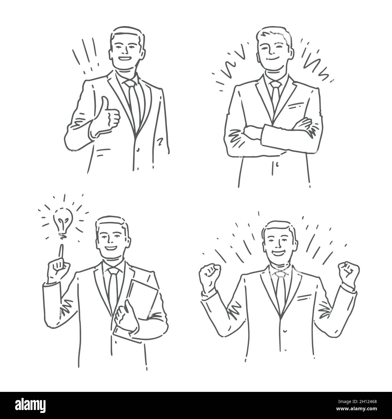 Ensemble homme d'affaires, dessiné à la main dans un style esquissé.Illustration du vecteur de concept métier Illustration de Vecteur