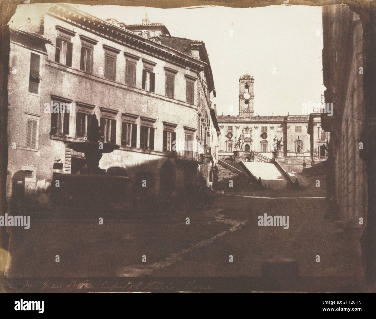 Vue de l'Escalier du Capitole, Rome, 1846. Calvert Richard Jones (britannique, 1804-1877). Impression sur papier salé de calotype négatif ; image : 16,6 x 22 cm (6 9/16 x 8 2/13 in.) ; papier : 18,2 x 23 cm (7 3/16 x 9 1/16 in.) ; enchevêtrées : 40,6 x 50,8 cm (16 x 20 in.). Banque D'Images