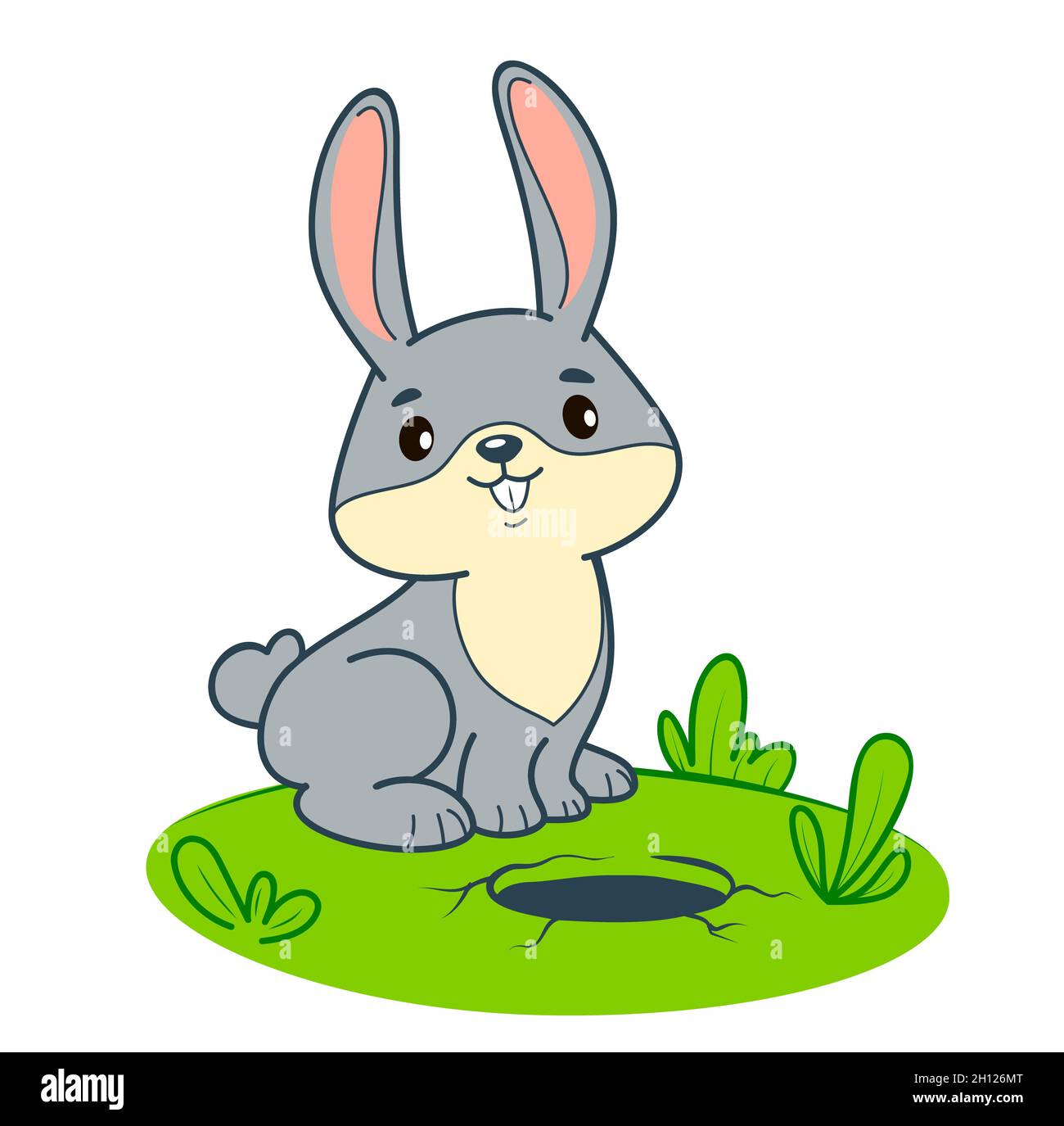 Joli dessin animé de lapin.Illustration de la clipart de lapin Banque D'Images