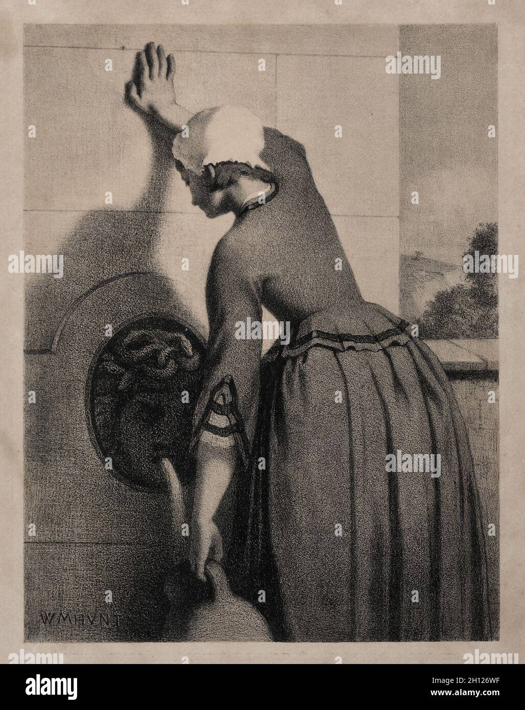 Les femmes dans un puits.William Morris Hunt (américain, 1824-1879).Lithographie; Banque D'Images