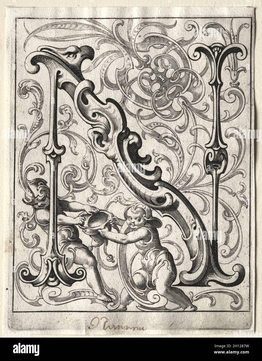 Nouveau livret ABC : n, 1627.Lucas Kilian (allemand, 1579-1637).Gravure ; Banque D'Images
