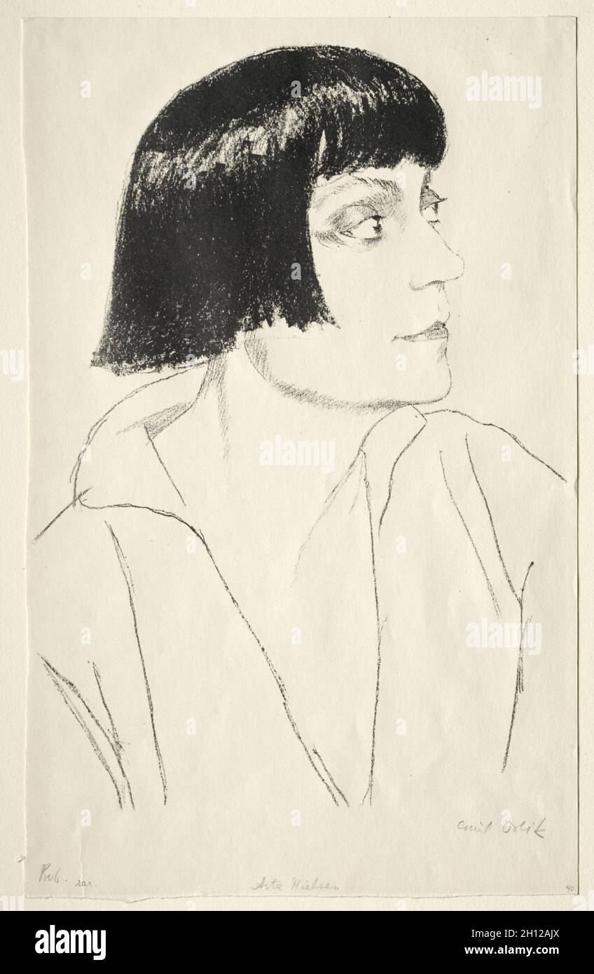 ASTA Nielson.Emil Orlik (tchèque, 1870-1932).Lithographie; image: 29.5 x 20.6 cm (11 5/8 x 8 1/8 po.); feuille: 34 x 21.5 cm (13 3/8 x 8 7/16 po.). Banque D'Images