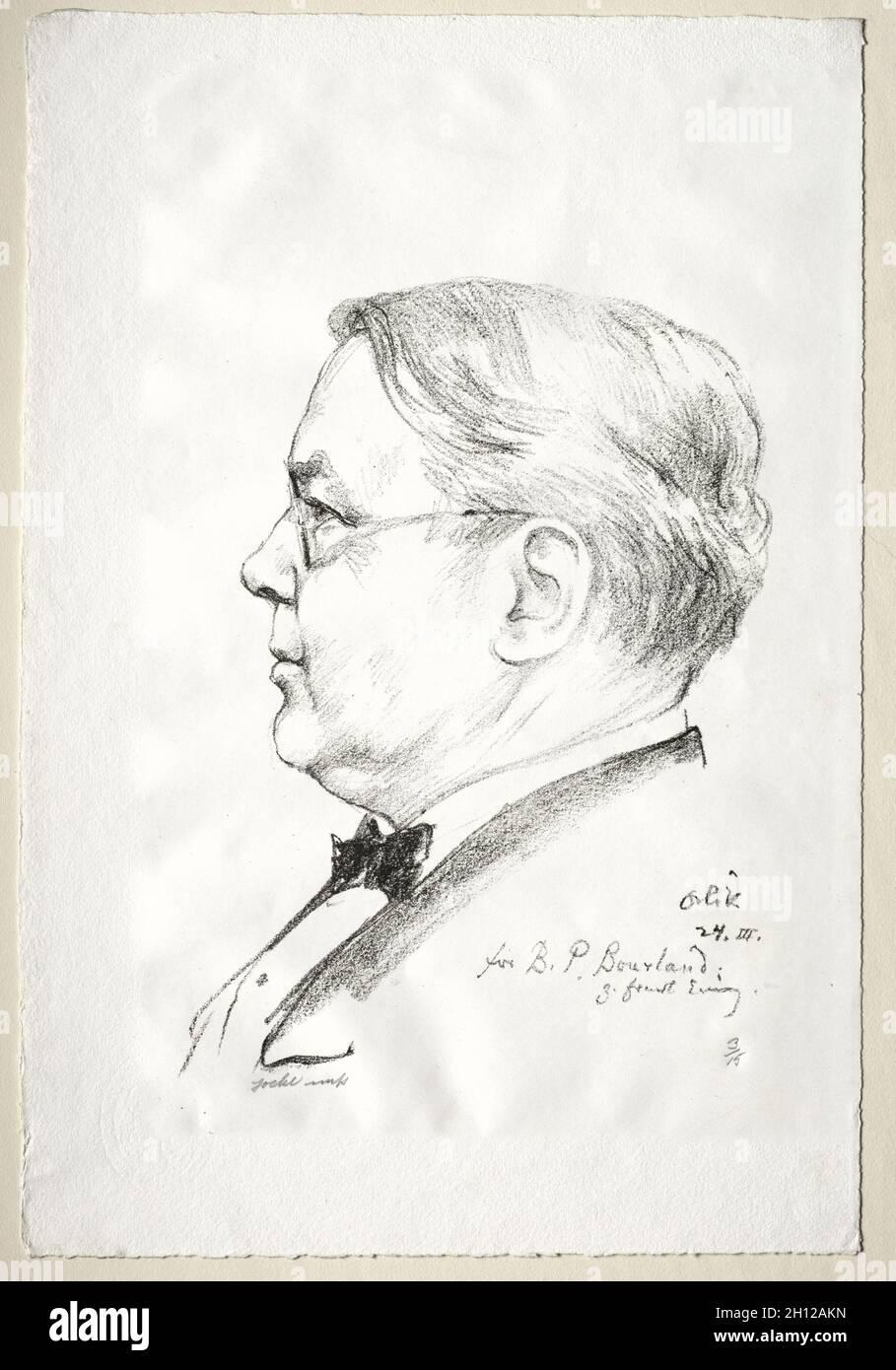 B. P. Bourland, 1924.Emil Orlik (tchèque, 1870-1932).Lithographie; image: 24 x 18.2 cm (9 7/16 x 7 3/16 po.); feuille: 37.8 x 25.8 cm (14 7/8 x 10 3/16 po.). Banque D'Images