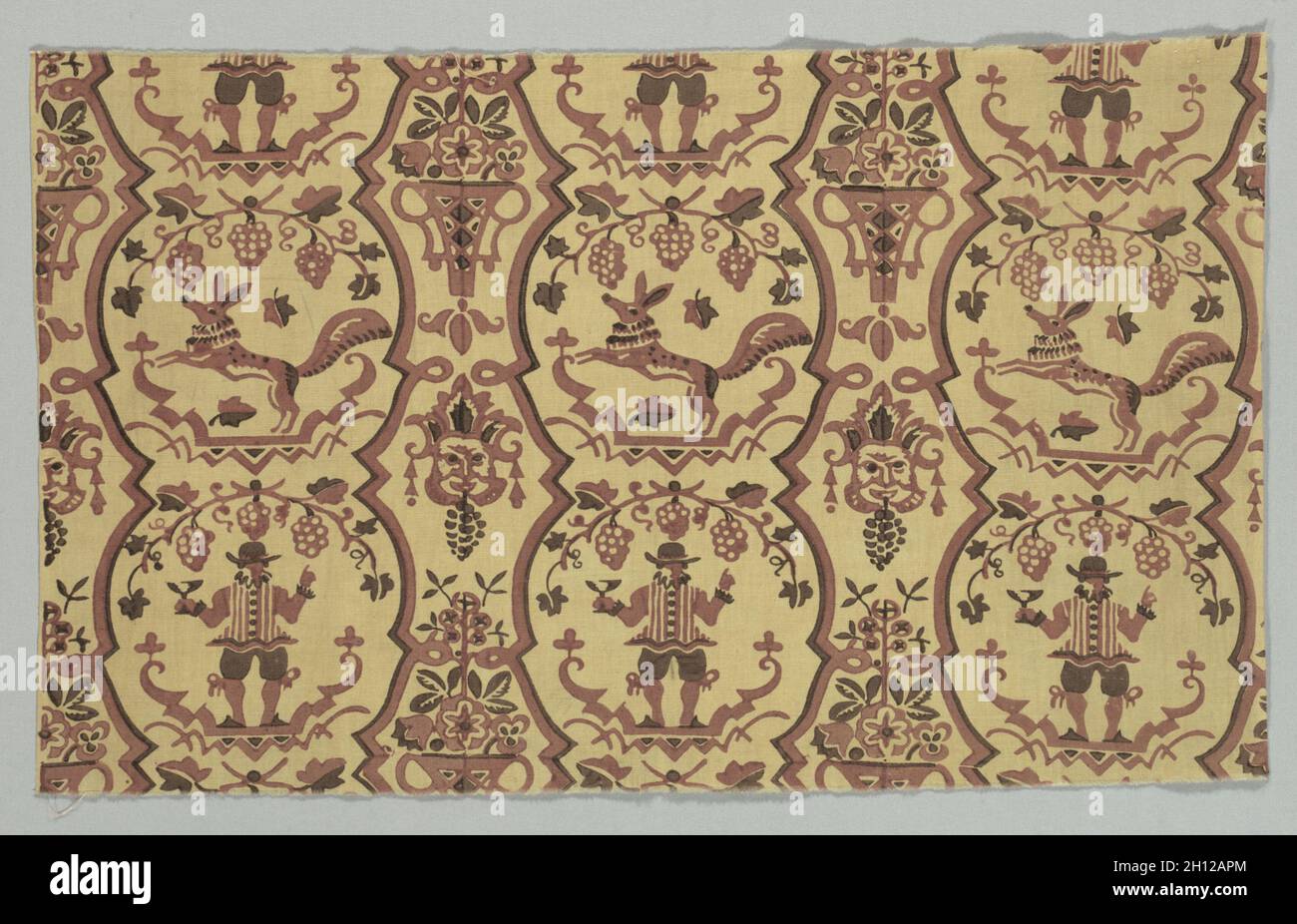 Renard et raisins, 20e siècle.Allemagne, Munich, 20e siècle.Coton tissé Uni, imprimé; hors tout : 50.8 x 83.8 cm (20 x 33 po). Banque D'Images Renard et raisins, 20e siècle.Allemagne, Munich, 20e siècle.Coton tissé Uni, imprimé; hors tout : 50.8 x 83.8 cm (20 x 33 po). Banque D'Images