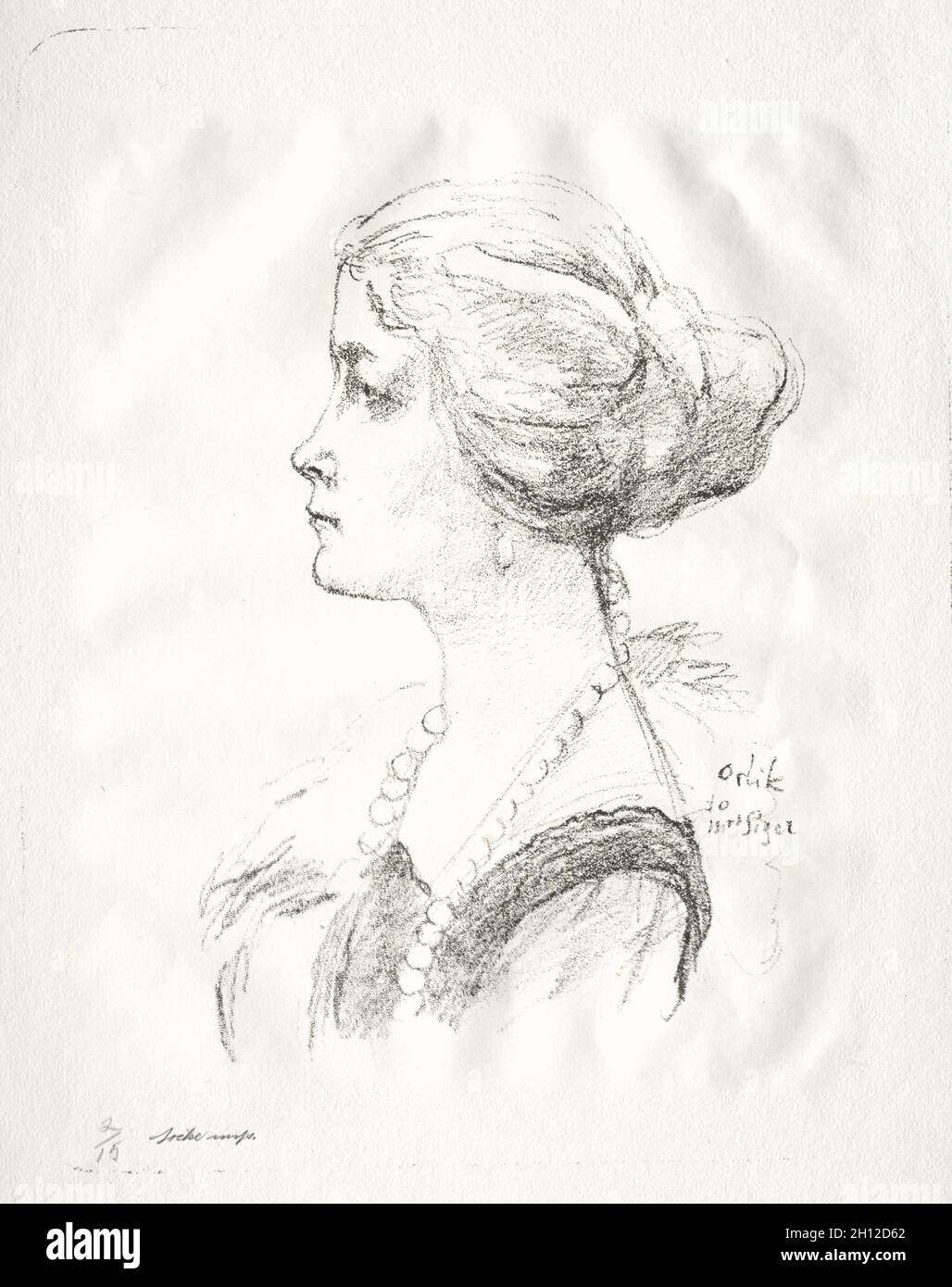 Mme Theodore Sizer, 1924.Emil Orlik (tchèque, 1870-1932).Lithographie; image: 21.5 x 14.6 cm (8 7/16 x 5 3/4 po.); feuille: 38.4 x 25.5 cm (15 1/8 x 10 1/16 po.). Banque D'Images