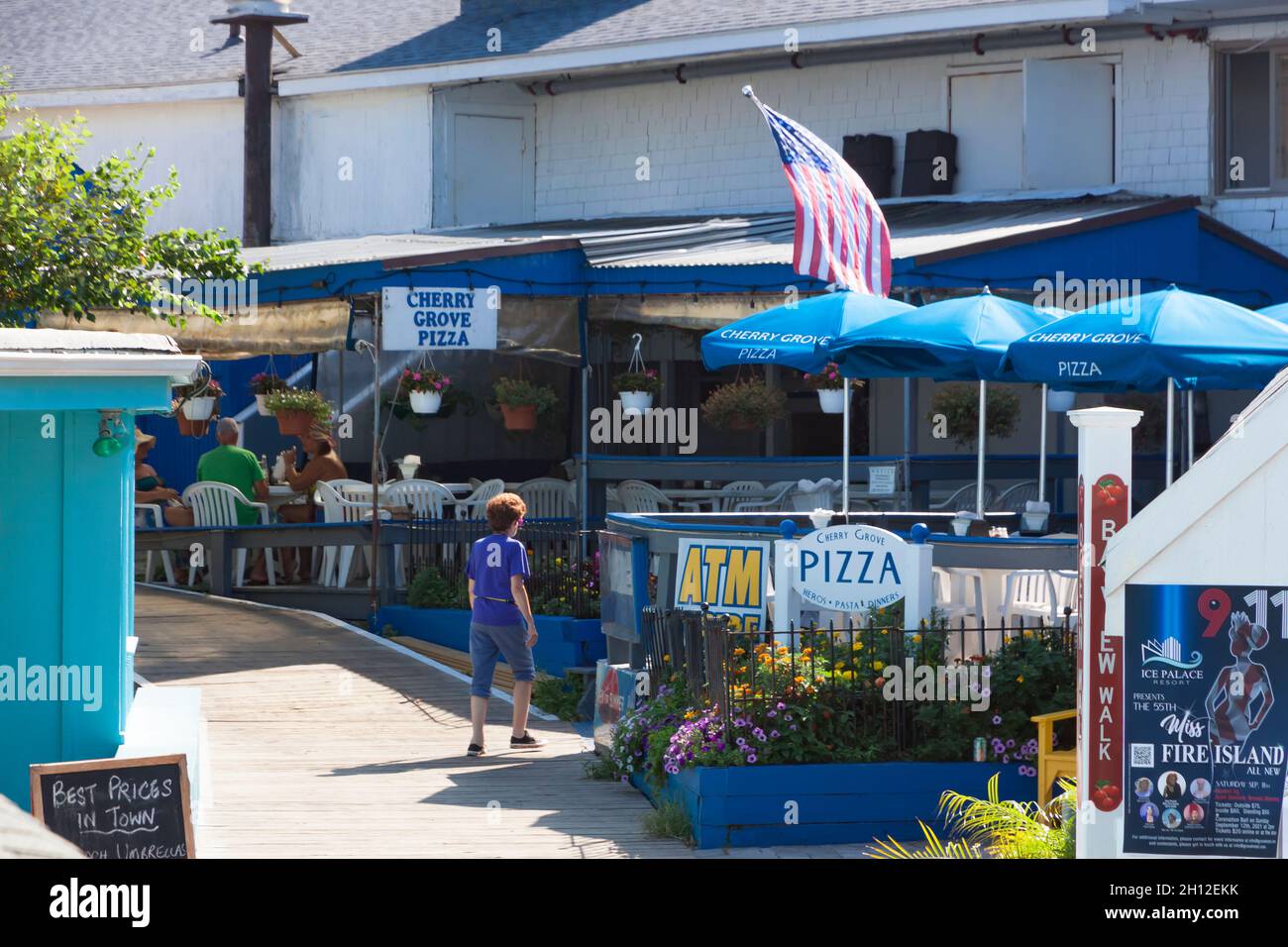 Restaurant Cherry Grove Pizza très populaire sur Fire Island, comté de Suffolk, New York, États-Unis. Banque D'Images