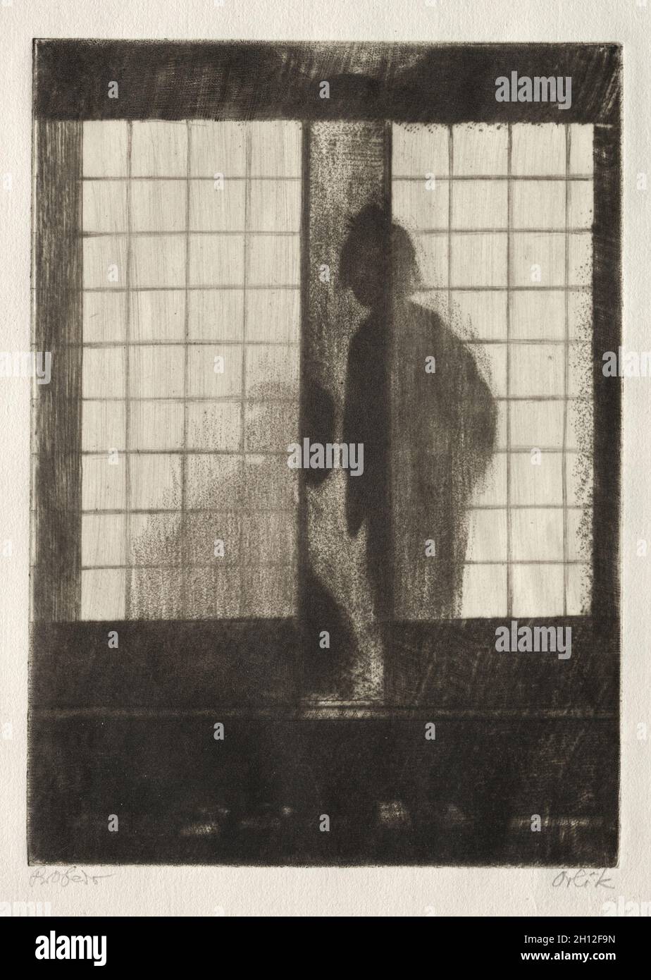 Soirée au Japon.Emil Orlik (tchèque, 1870-1932).Mezzotint et roulette; Banque D'Images