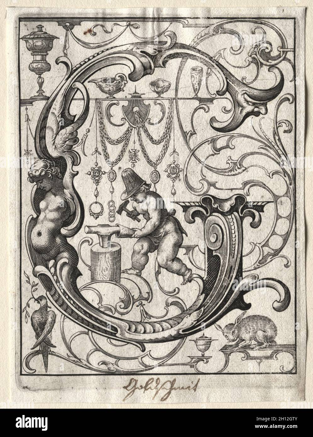 Nouveau livret ABC : G, 1627.Lucas Kilian (allemand, 1579-1637).Gravure ; Banque D'Images
