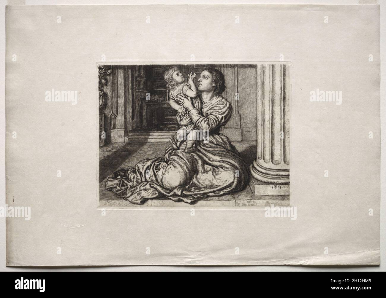 La prise de congé du Père, 1879.William Holman Hunt (britannique, 1827-1910), H. Blair Ansdell pour le Portfolio of Etching Club, 1879, planche 12.Gravure; feuille: 30.4 x 48 cm (11 15/16 x 18 7/8 in.); repère plateau: 19.1 x 25 cm (7 1/2 x 9 13/16 in.). Banque D'Images