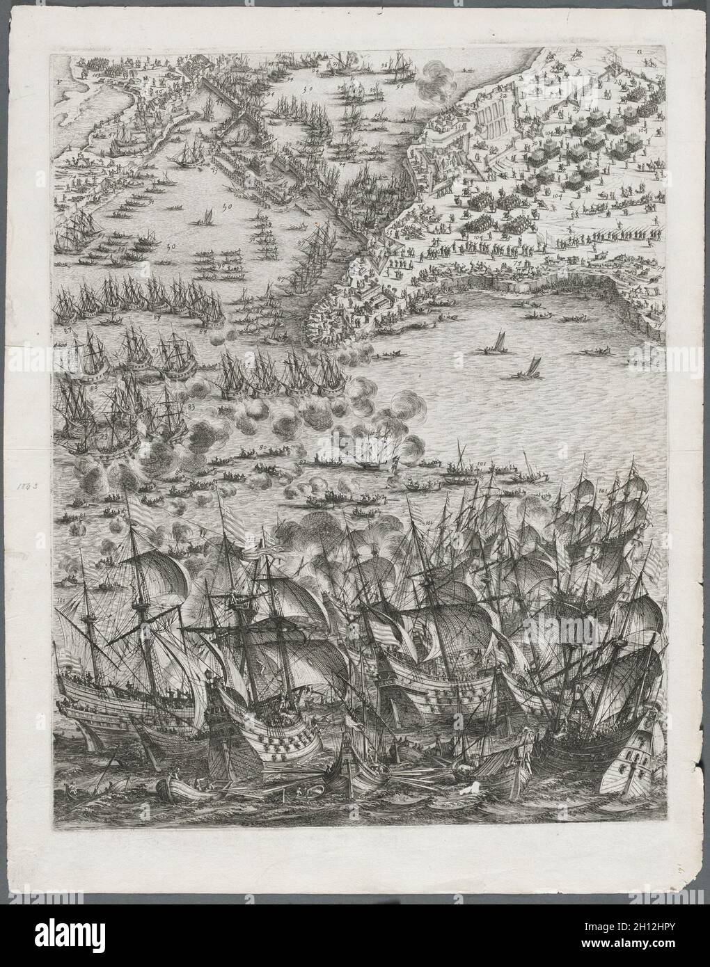 Siège de la Rochelle : planche 11, 1628-1630.Jacques Callot (français, 1592-1635).Gravure; feuille: 64.7 x 51.1 cm (25 1/2 x 20 1/8 in.); repère plateau: 57 x 45.2 cm (22 7/16 x 17 13/16 in.). Banque D'Images