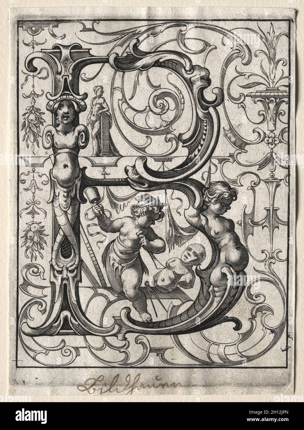 Nouveau livret ABC : B, 1627.Lucas Kilian (allemand, 1579-1637).Gravure ; Banque D'Images