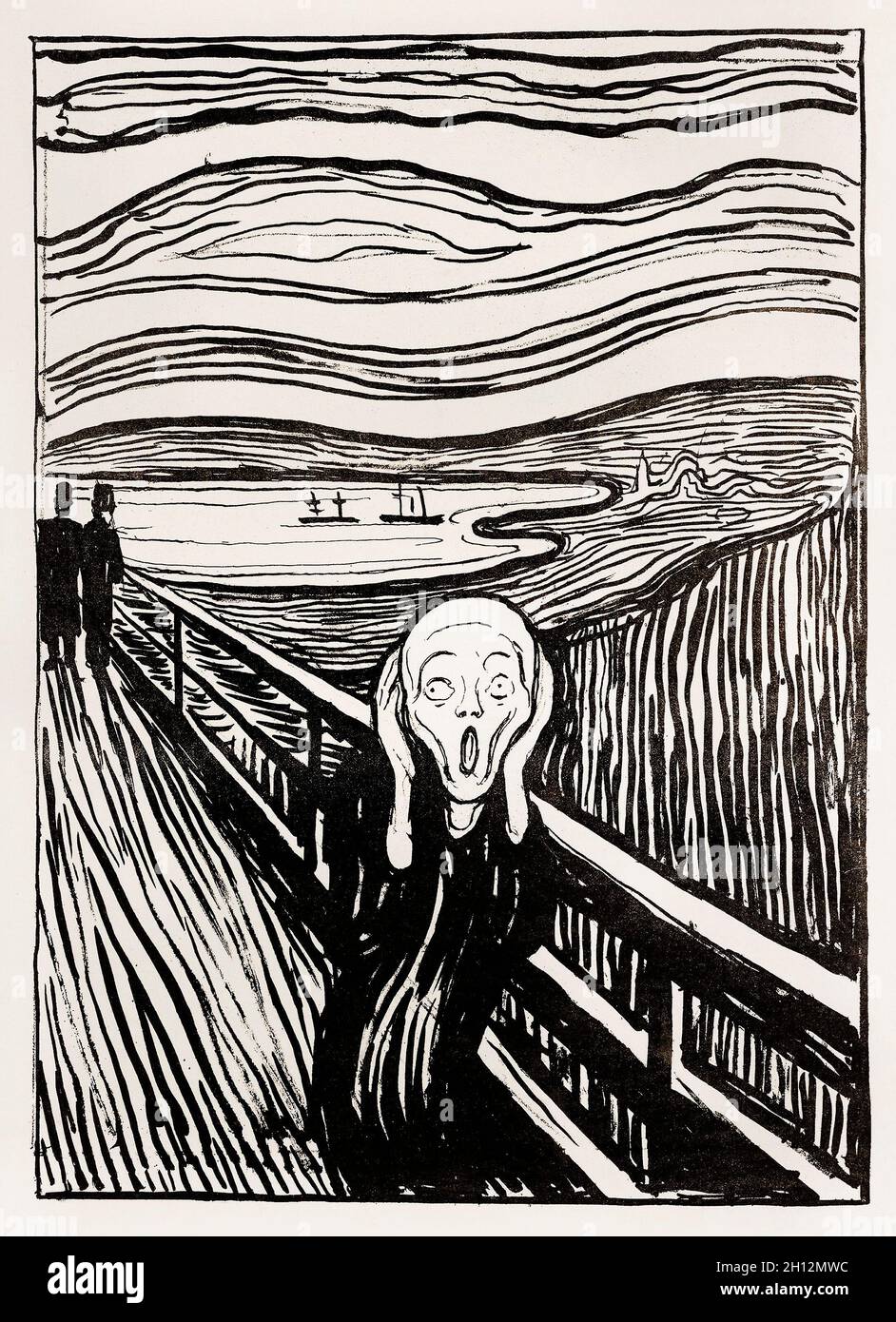 Une des nombreuses versions de la Scream (1895) par Edvard Munch. Banque D'Images