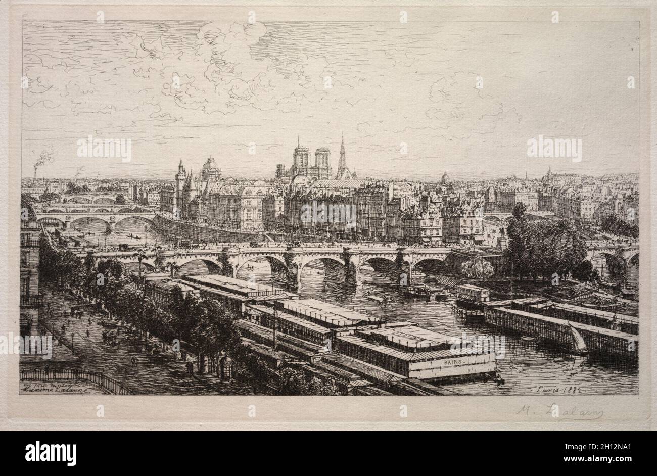 Vue du Louvre, 1882.Maxime Lalanne (français, 1827-1886).Gravure; feuille: 24.7 x 35.4 cm (9 3/4 x 13 15/16 in.); repère plateau: 18.5 x 28.7 cm (7 5/16 x 11 5/16 in.). Banque D'Images