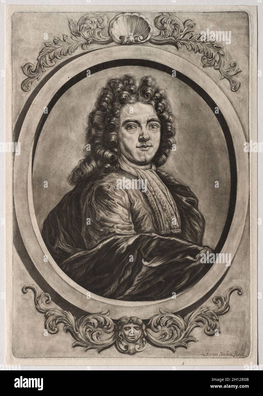 Self-Portrait. Arnoud van Halen (Néerlandais, 1673-1732). Mezzotinte ; feuille : 26,3 x 18,4 cm (10 3/8 x 7 1/4 in.) ; platemark : 25,2 x 17,4 cm (9 15/16 x 6 7/8 in.). Banque D'Images