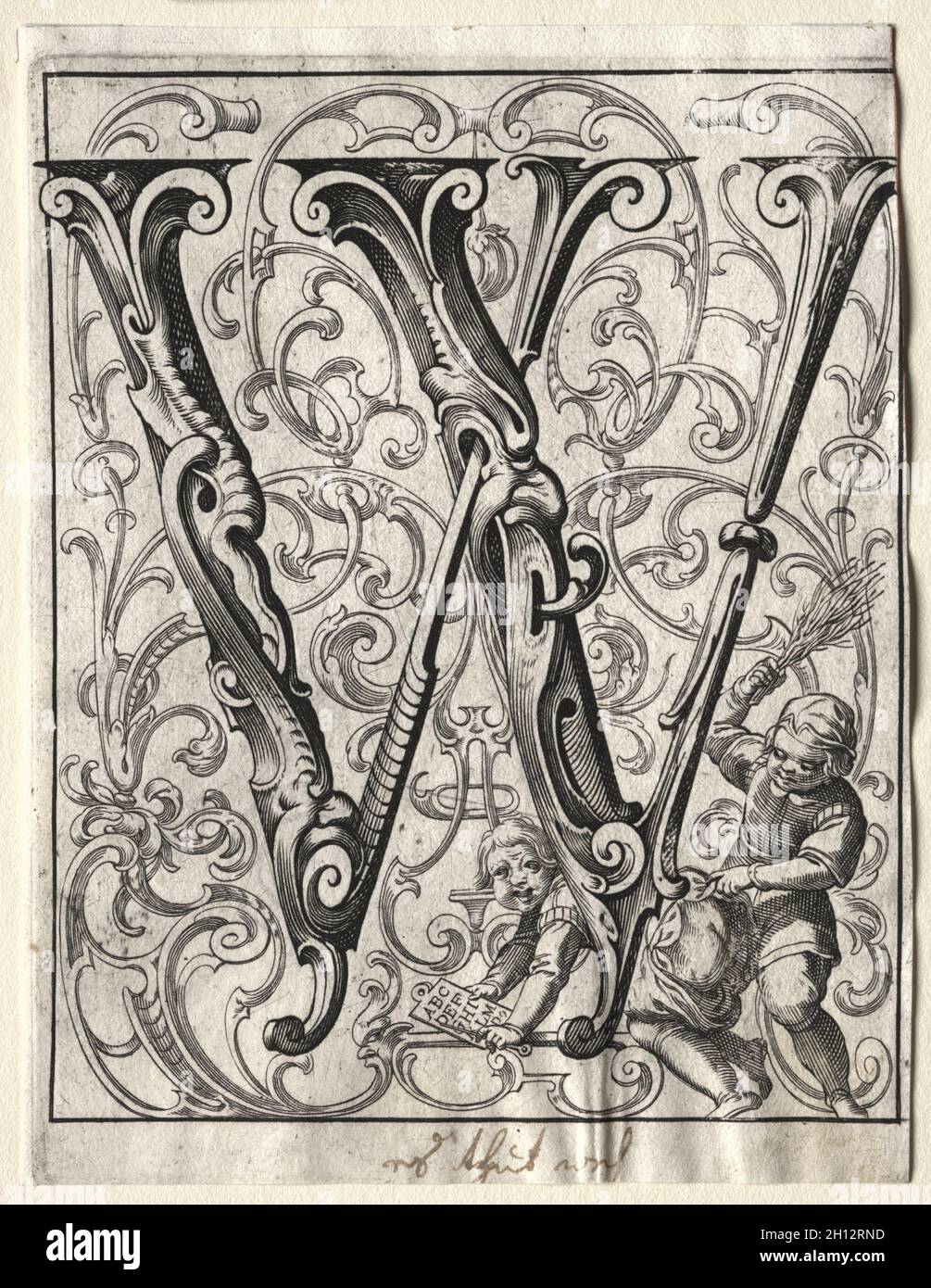 Nouveau livret ABC : W, 1627.Lucas Kilian (allemand, 1579-1637).Gravure ; Banque D'Images
