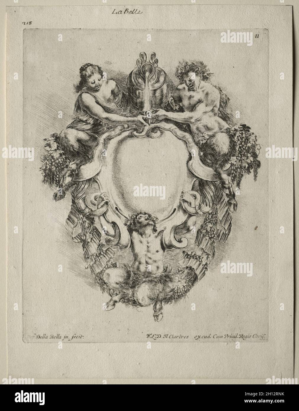 Collection de différentes matrices et de nouveaux dessins de cartouchers et ornements : no 11, 1646.Stefano Della Bella (italien, 1610-1664).Gravure ; Banque D'Images