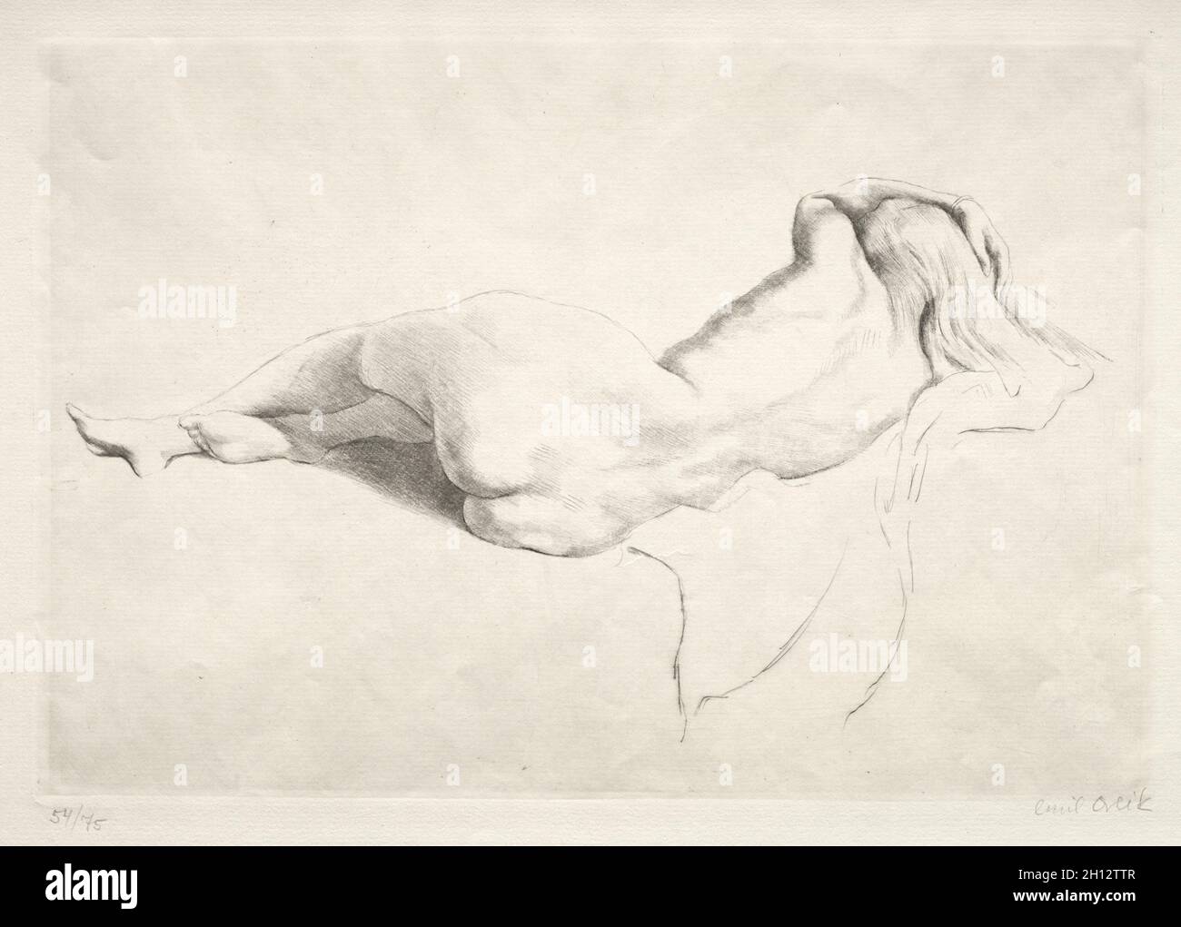 Modèle inclinable.Emil Orlik (tchèque, 1870-1932).Gravure ; Banque D'Images