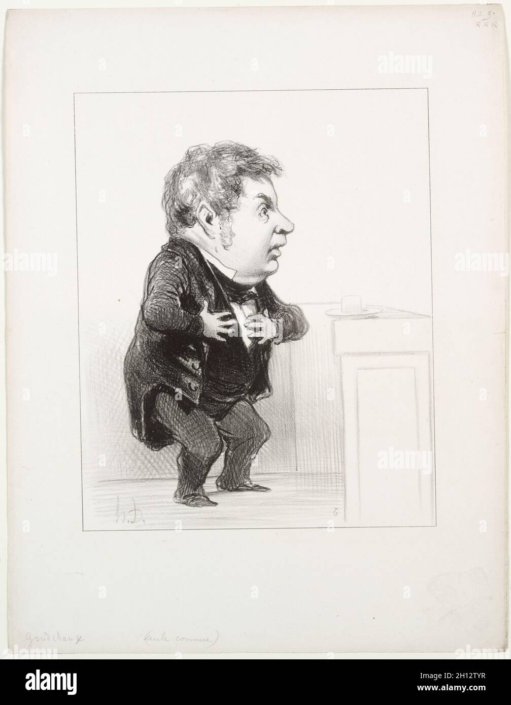 L'intention de la série Les représentans représentans, mais jamais publié. : Michel Goudchaux, 1849. Honoré Daumier (Français, 1808-1879). Fiche technique : Lithographie ; 36 x 27,7 cm (14 3/16 x 10 7/8 in.) ; image : 24,4 x 19,7 cm (9 5/8 x 7 3/4 in.). Banque D'Images