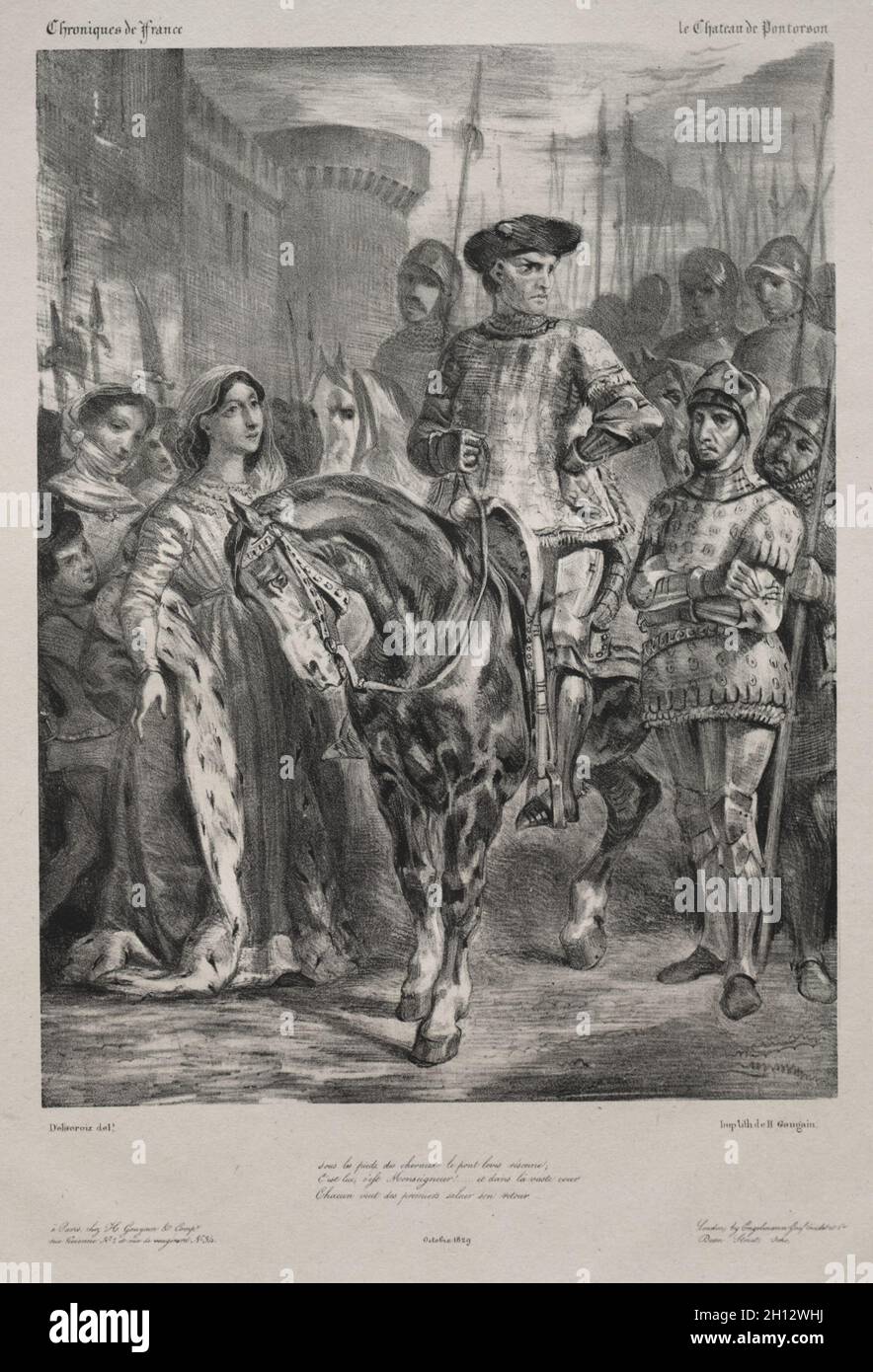 Duguesclin, 1829. Eugène Delacroix (Français, 1798-1863). Lithographie à chine collé ; feuille : 48 x 34,7 cm (18 7/8 x 13 11/16 po.) ; image : 27,2 x 20,4 cm (10 11/16 x 8 1/16 in.). Banque D'Images