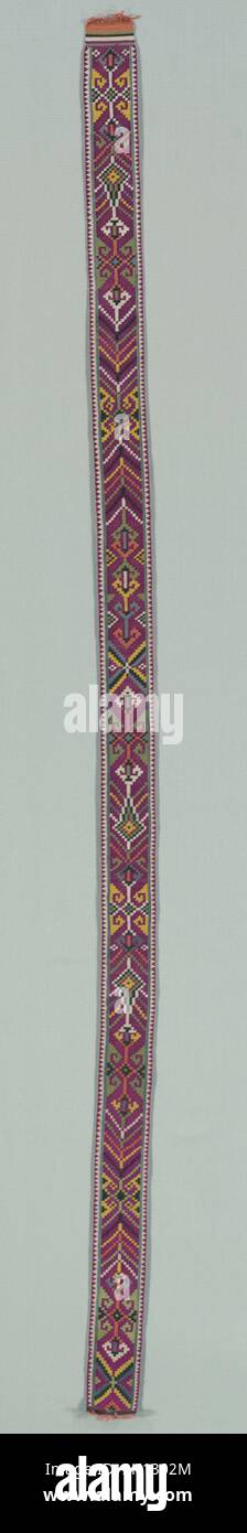 Courroie, c.1900.Guatemala.Coton, tissage tapisserie; hors tout : 185.4 x 7 cm (73 x 2 3/4 po). Banque D'Images