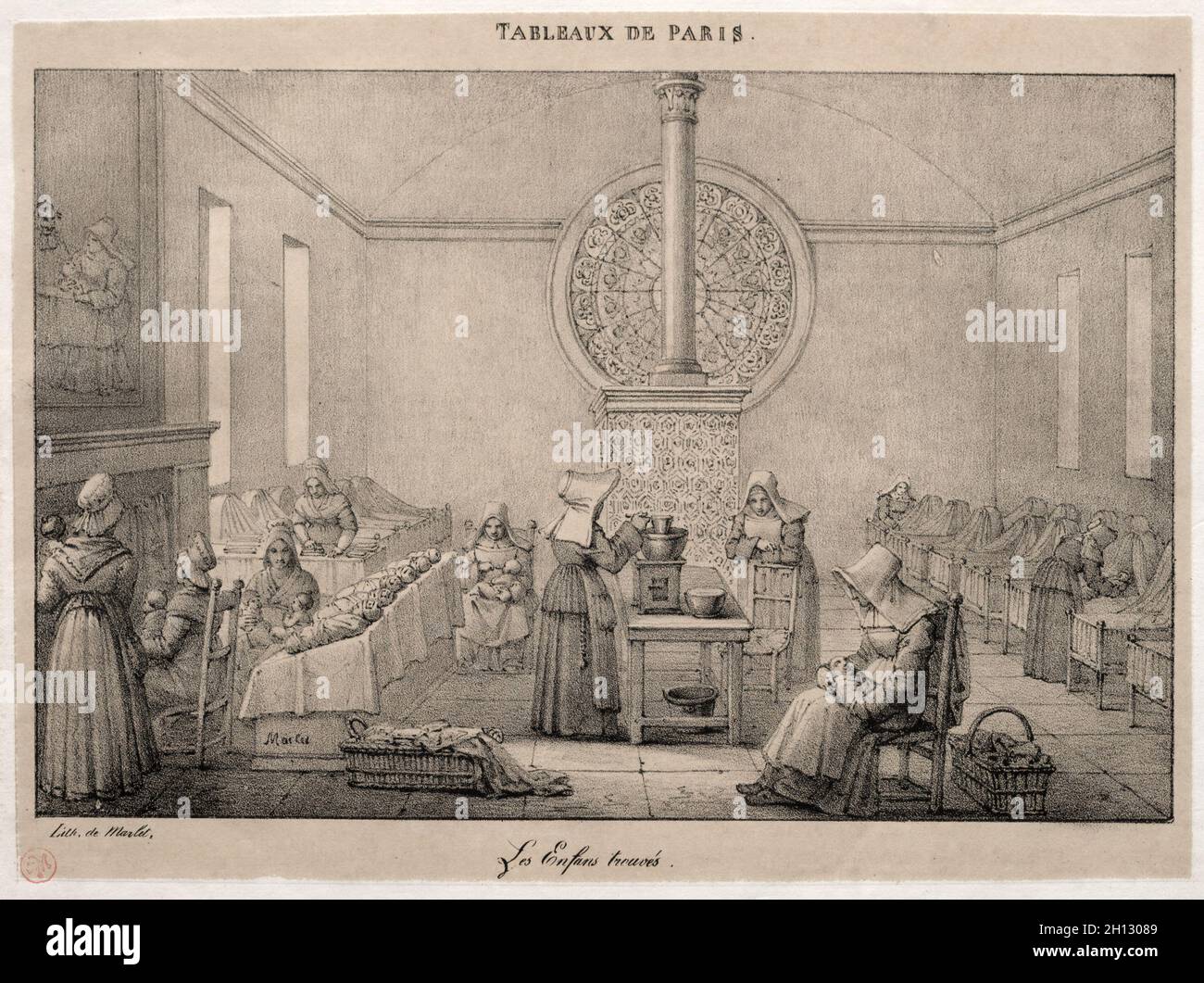 Scènes de Paris : l'hôpital Foundling.Jean Henri Marlet (français, 1770-1847).Lithographie; Banque D'Images