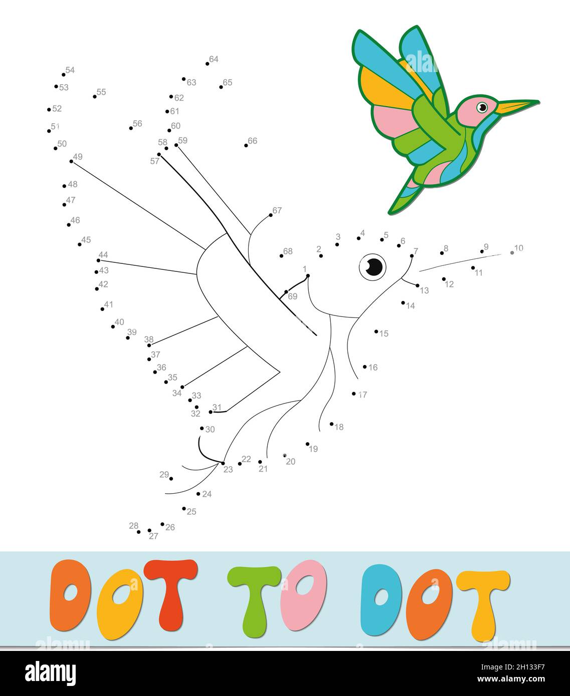 Puzzle point à point.Jeu de points de connexion. Illustration d'oiseau Banque D'Images