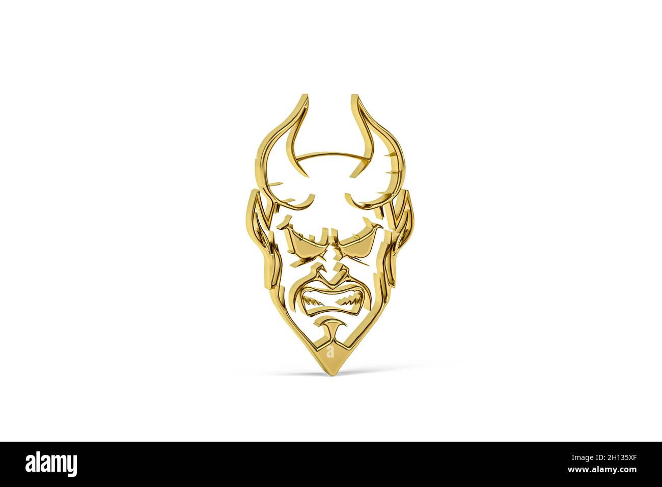 Icône Golden Devil isolée sur fond blanc - rendu 3D Banque D'Images