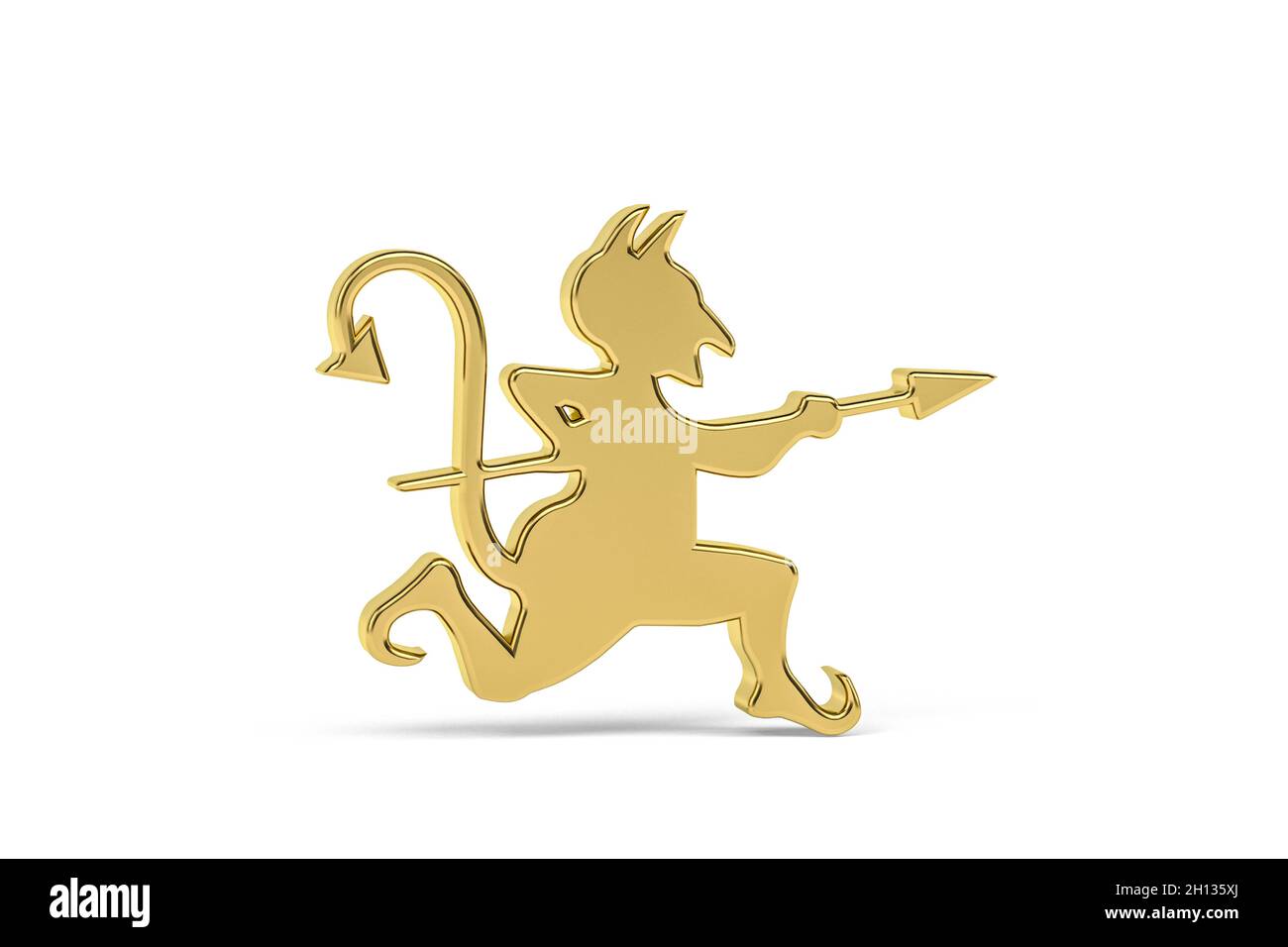 Icône Golden Devil isolée sur fond blanc - rendu 3D Banque D'Images