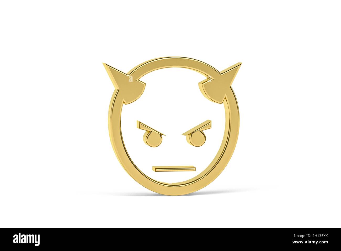 Icône Golden Devil isolée sur fond blanc - rendu 3D Banque D'Images