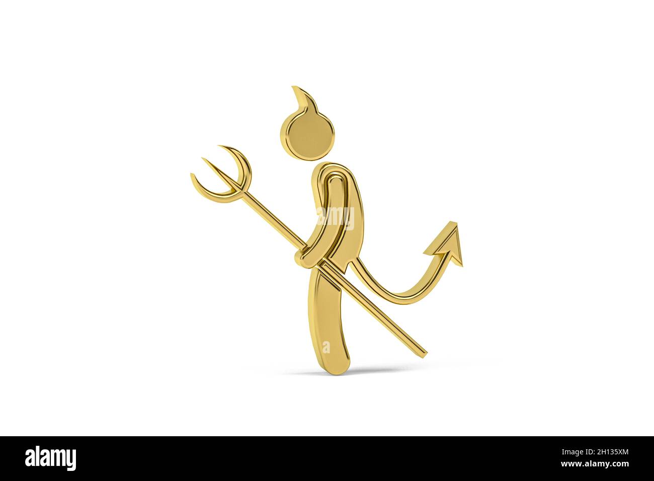 Icône Golden Devil isolée sur fond blanc - rendu 3D Banque D'Images