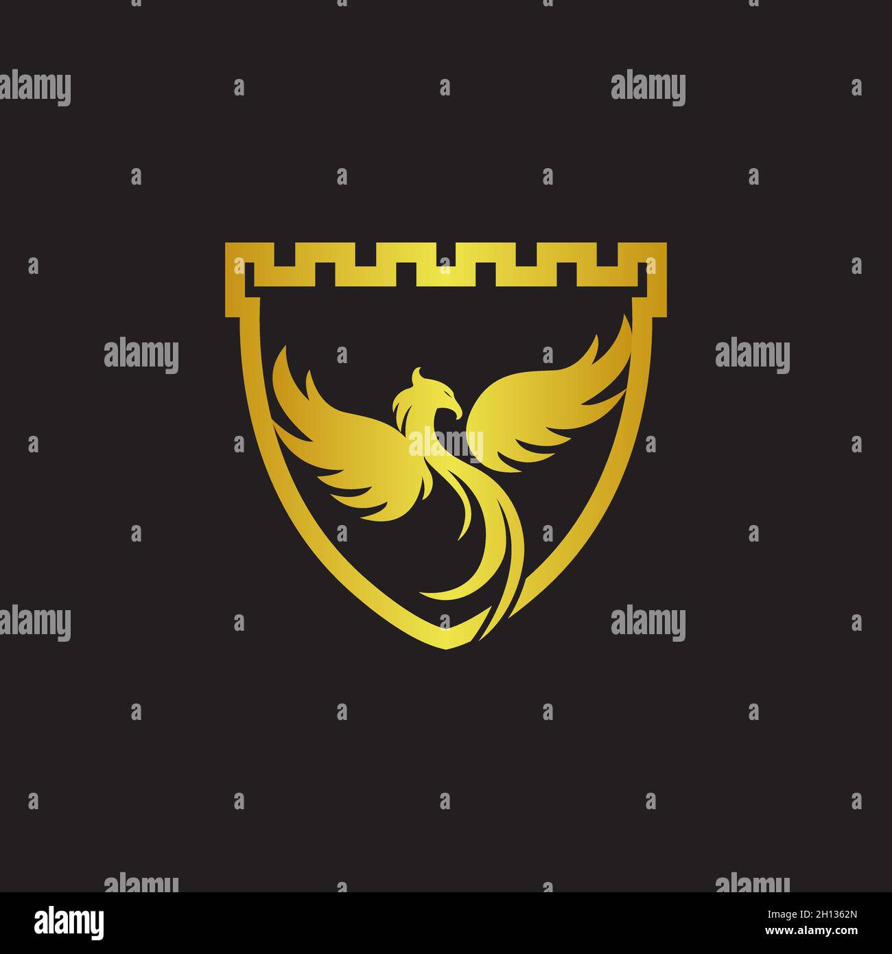 Phoenix avec logo bouclier falcon Icon Vector, EPS 10 Illustration de Vecteur
