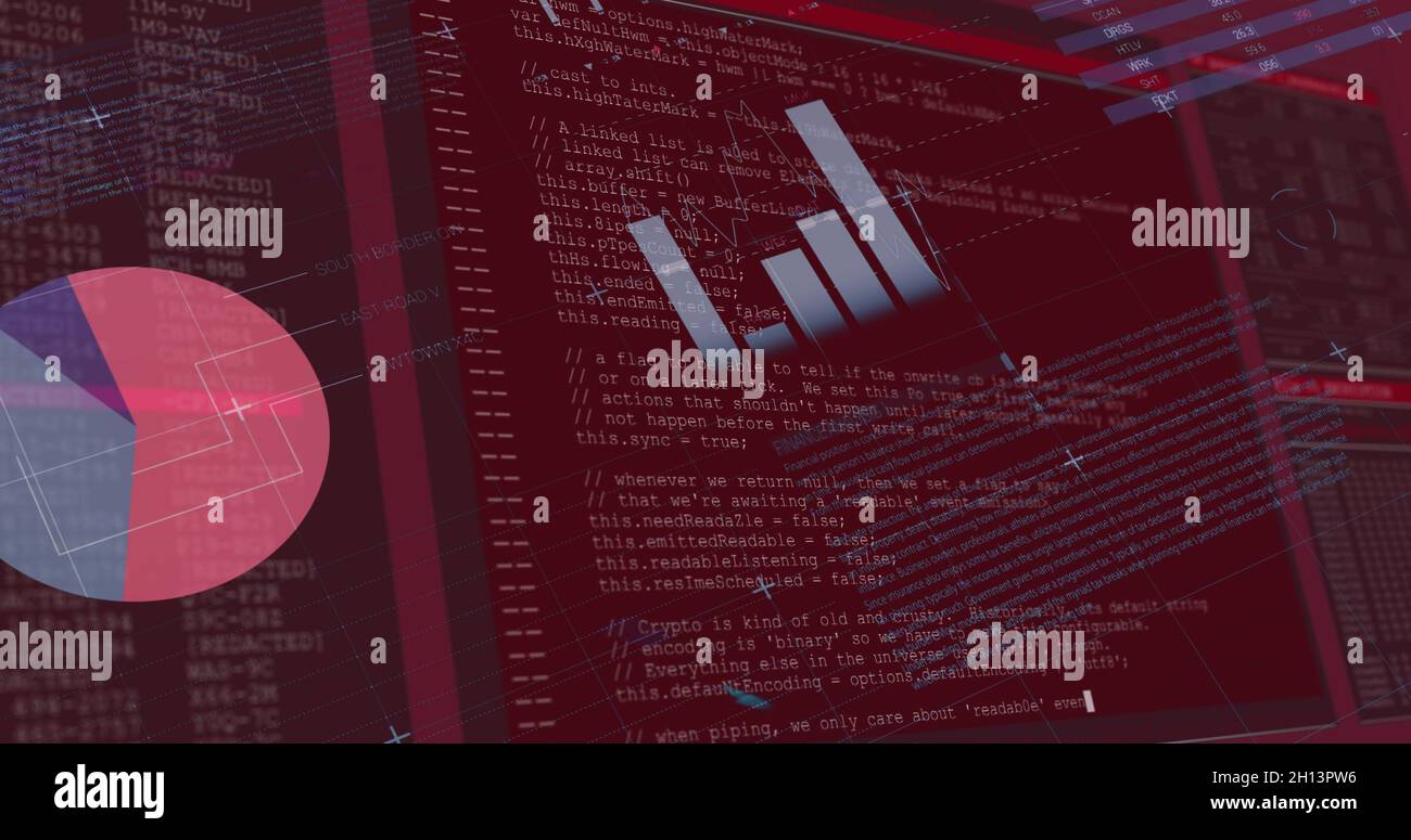 Traitement de données financières et statistiques par rapport au traitement de données par interface informatique Banque D'Images