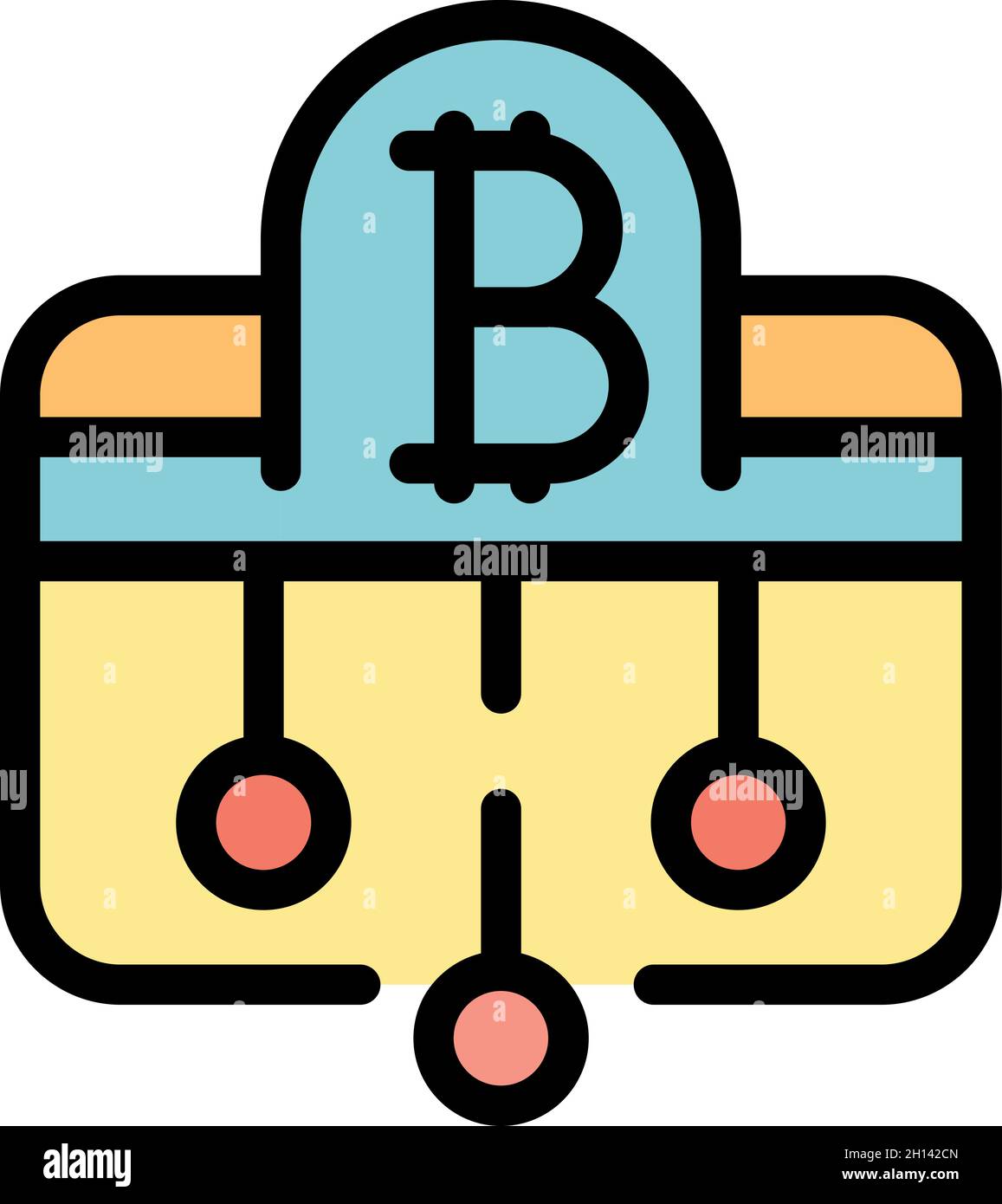 Icône de carte de crédit blockchain.Contour blockchain carte de crédit vecteur icône couleur plat isolé Illustration de Vecteur