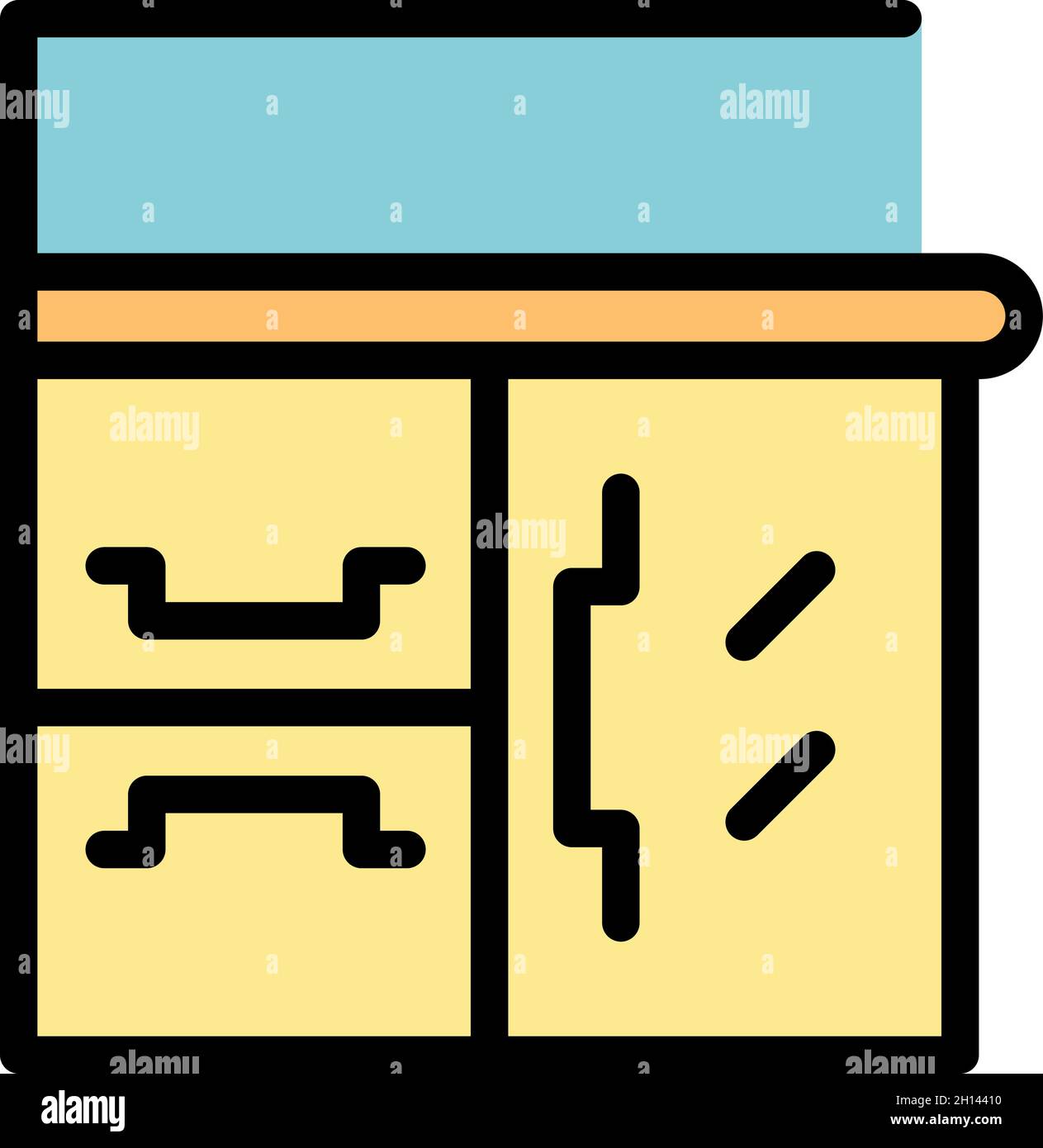 Icône de mobilier de cuisine.Contour mobilier de cuisine vecteur couleur icône plat isolé Illustration de Vecteur