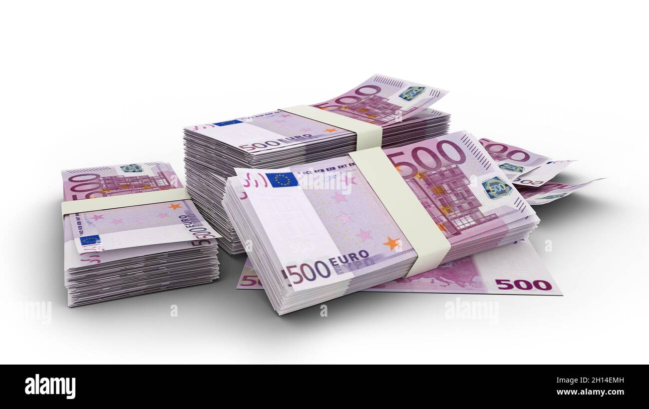 Pile 3D de billets d'euros Banque D'Images